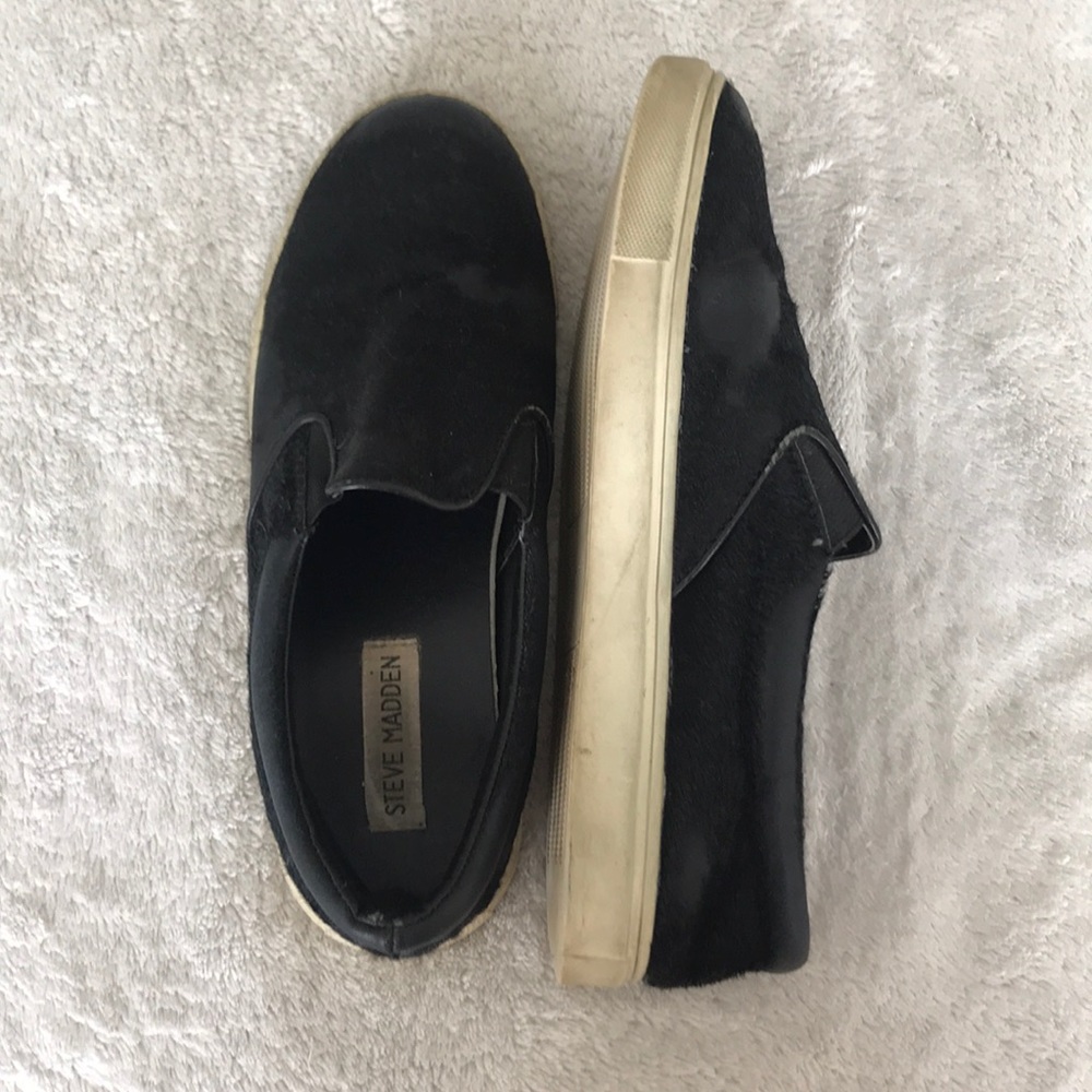 Black hair skin Steve Madden flats